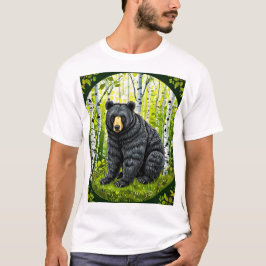 🐻 Svart Björn I Björkskog För Naturäventyr T Shirt