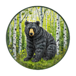 Svart björn i en björkskog