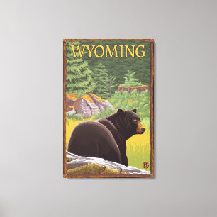 Svart björn i ForestWyoming Canvastryck