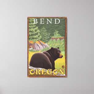 Svart björn i skogen - Bend, Oregon Canvastryck