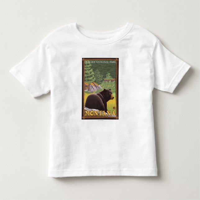 Svart björn i skogen - glaciärnationalpark, MT T-shirt (Framsida)