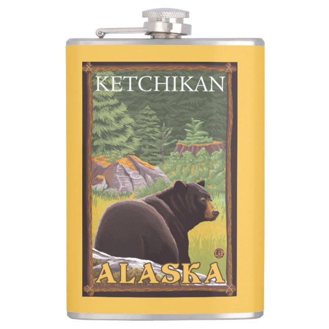 Svart björn i skogen - Ketchikan, Alaska Fickplunta (Framsidan)