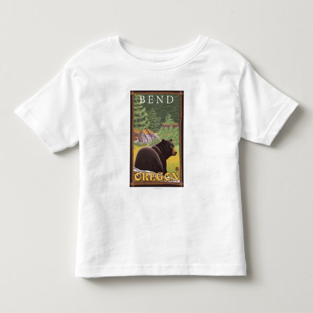 Svart björn i skogen - krökning, Oregon Tee (Framsida)