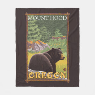 Svart björn i skogen - monteringshuva, Oregon Fleecefilt