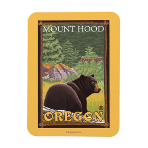 Svart björn i skogen - monteringshuva, Oregon Magnet