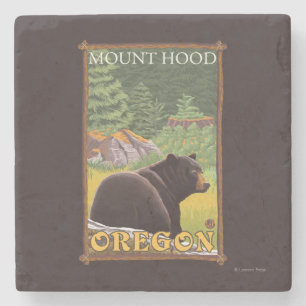 Svart björn i skogen - monteringshuva, Oregon Stenunderlägg