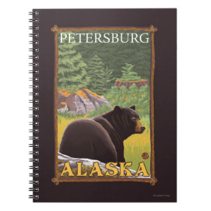 Svart björn i skogen - Petersburg, Alaska Anteckningsbok Med Spiral