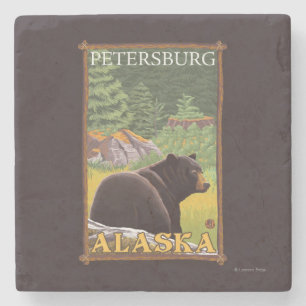 Svart björn i skogen - Petersburg, Alaska Stenunderlägg