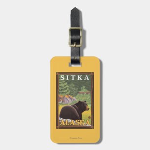 Svart björn i skogen - Sitka, Alaska Bagagebricka