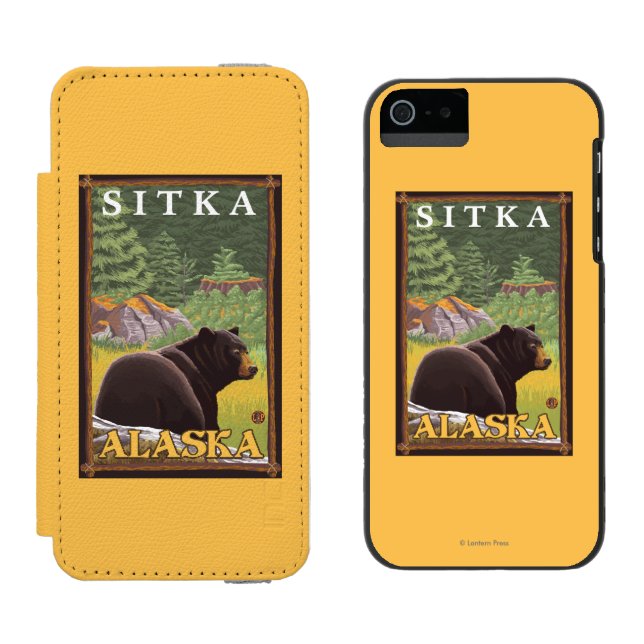 Svart björn i skogen - Sitka, Alaska Incipio iPhone Wallet Skal (Sida vid Sida)