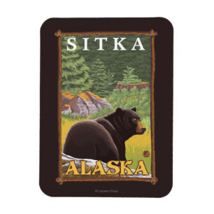 Svart björn i skogen - Sitka, Alaska Magnet