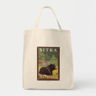 Svart björn i skogen - Sitka, Alaska Tygkasse