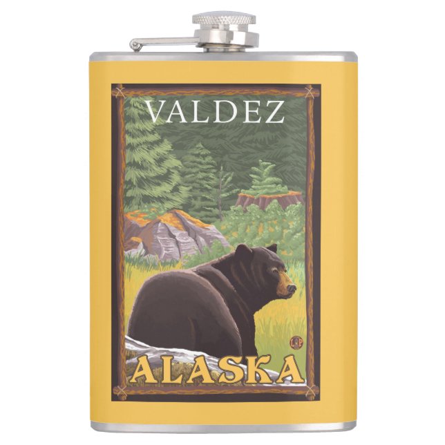 Svart björn i skogen - Valdez, Alaska Fickplunta (Framsidan)