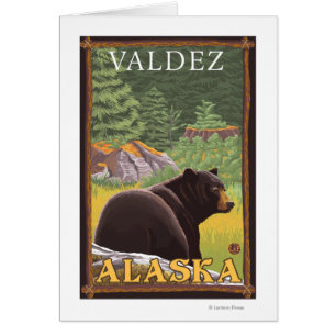 Svart björn i skogen - Valdez, Alaska Hälsningskort
