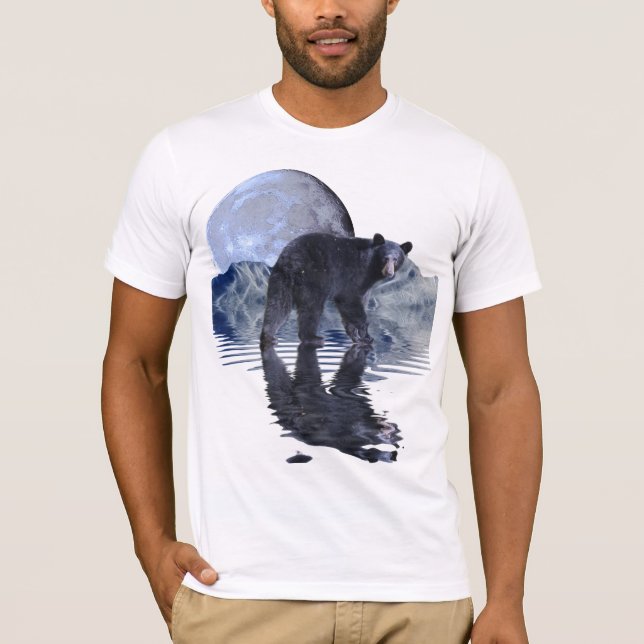 Svart björn, Måne och berg Wildlife T-Shirt (Framsida)