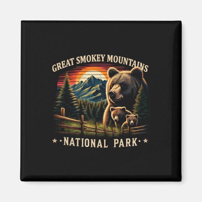 Svart Björn Mor Great Smokey Mountains National  Magnet (Framsidan)