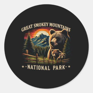 Svart Björn Mor Great Smokey Mountains National Runt Klistermärke