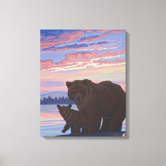Svart björn och CubColorado Canvastryck (Framsida)
