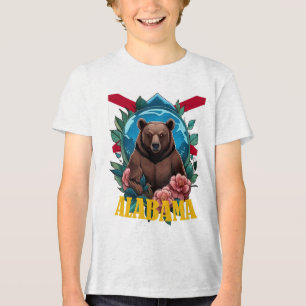 Svart björn omgiven av kamelia med Alabama T Shirt