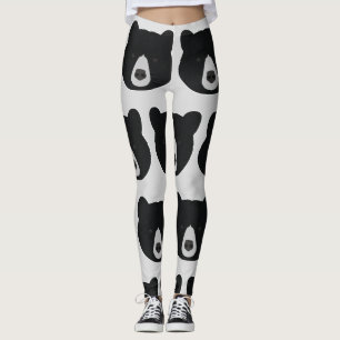 Svart björnansikte leggings