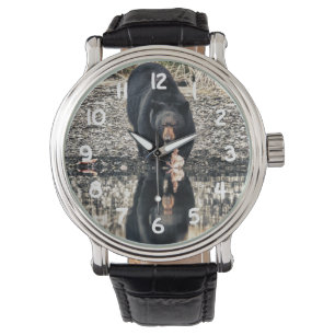 Svart björnreflektion armbandsur