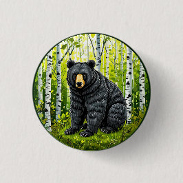 🐻 Svart Björnskog Glöd ❄️ Björk Skogsmark Natur Knapp