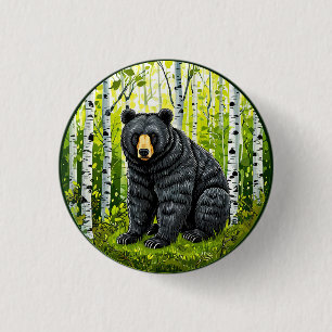 🐻 Svart Björnskog Glöd ❄️ Björk Skogsmark Natur Knapp
