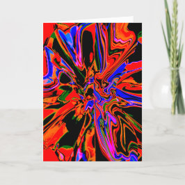 Svart blå Abstrakt med röd Orange Blå Blomdesign Kort