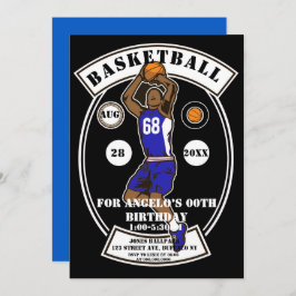Svart blå basketboll, Inbjudningskort för Födelsed