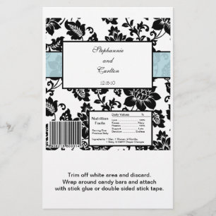 Svart/blå Blommigt-damm Bröllopet Hershey's Wrappe Flygblad