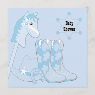 Svart Blå Cowboy Baby Shower Inbjudningar