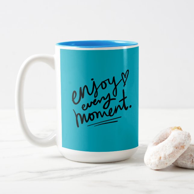 Svart Blå Enkel Motivationscitat Mugg (Med munk)