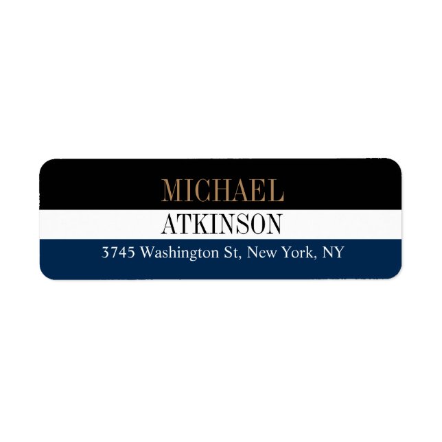 Svart blå fet text, Trendig Snyggt Modern Returadress Etikett (Framsidan)