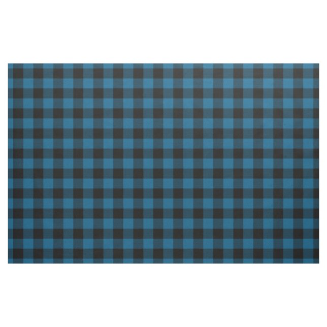 Svart blå Gingham Checks Tartan Squares Mönster Tyg (Fat Quarter)