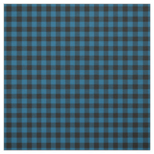 Svart blå Gingham Checks Tartan Squares Mönster Tyg