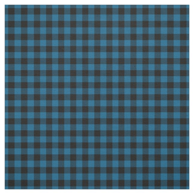 Svart blå Gingham Checks Tartan Squares Mönster Tyg (Provkarta)
