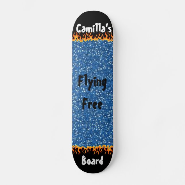 Svart Blå Glitter Bakgrund Cool Anpassad Mini Skateboard Bräda 18,5 Cm (Framsida)