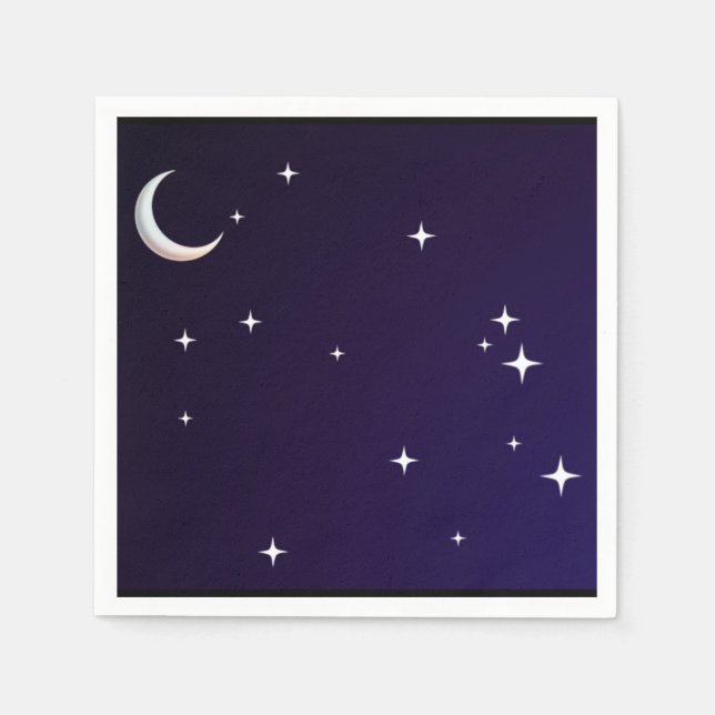 Svart & Blå Gradient Natt-tema Servett (Framsidan)