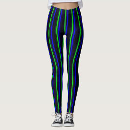 Svart blå Grönt Rand Leggings
