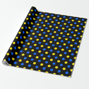 Svart Blå Gul Prickig Design Presentpapper