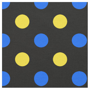 Svart Blå Gul Prickig Design Tyg