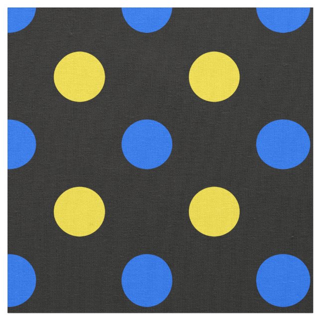 Svart Blå Gul Prickig Design  Tyg (Närbild)