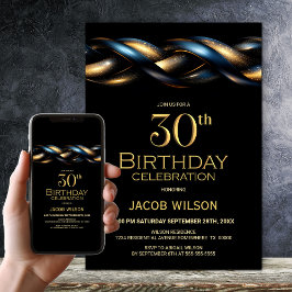Svart Blå Guld 30-årsfirande Festa Inbjudningar