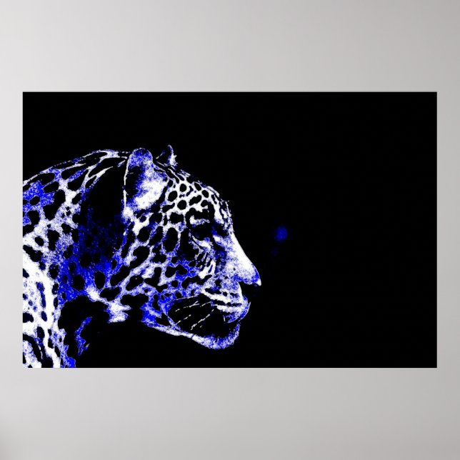 Svart & Blå Jaguar Popkonst Poster (Framsidan)