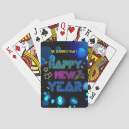 Svart & Blå Midnatt Glöd Neon Nyår Casinokort