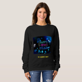 Svart & Blå Midnatt Glöd Neon Nyår T Shirt