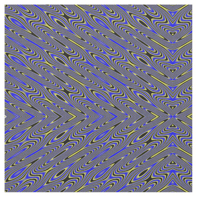 Svart blå och Gult Swirly Abstrakt Mönster Tyg (Närbild)