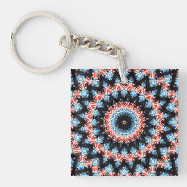 Svart, blå och röd Mandala-stjärna (Framsidan)