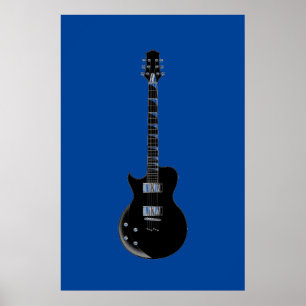 Svart blå poppkonst Electric Guitar Poster