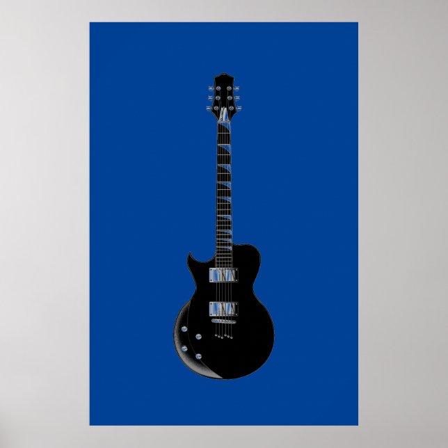 Svart blå poppkonst Electric Guitar Poster (Framsidan)